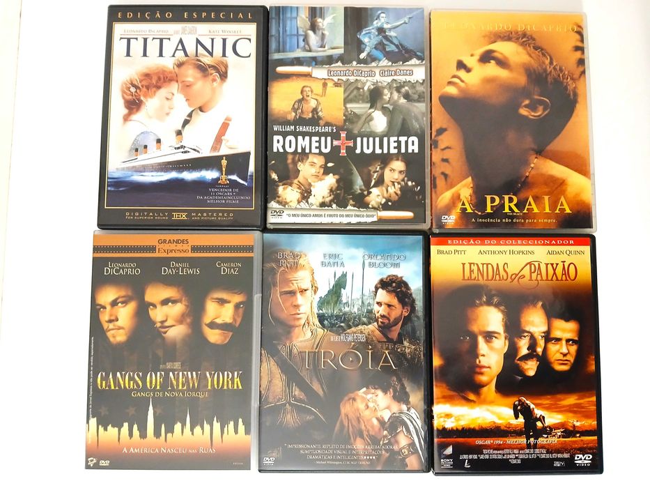 Pack 6 DVDs Filmes DiCaprio e Brad Pitt