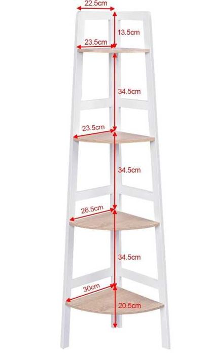 Regał narożny z półkami COSTWAY