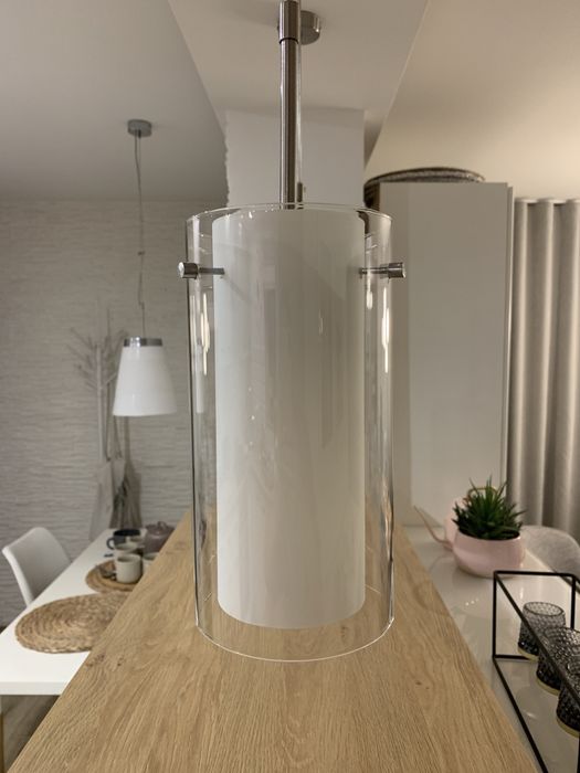 Lama wisząca lampy wiszące 3szt białe szkło