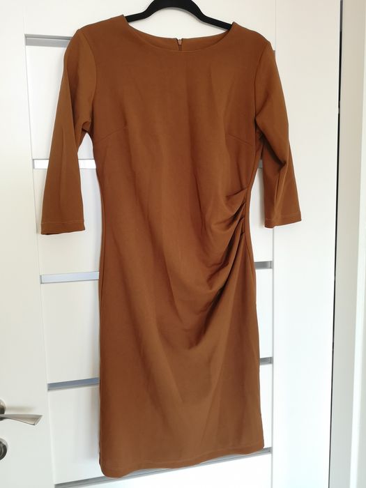 Sukienka drapowana brązowa