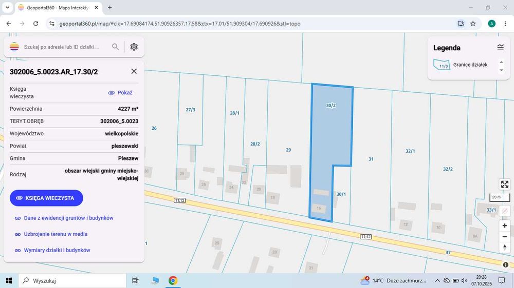 Działka budowlano-usługowa 5200 m2 przy DK nr 11/12