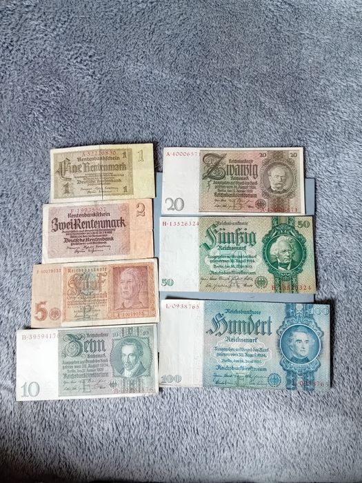Przedwojenne banknoty niemieckie.
