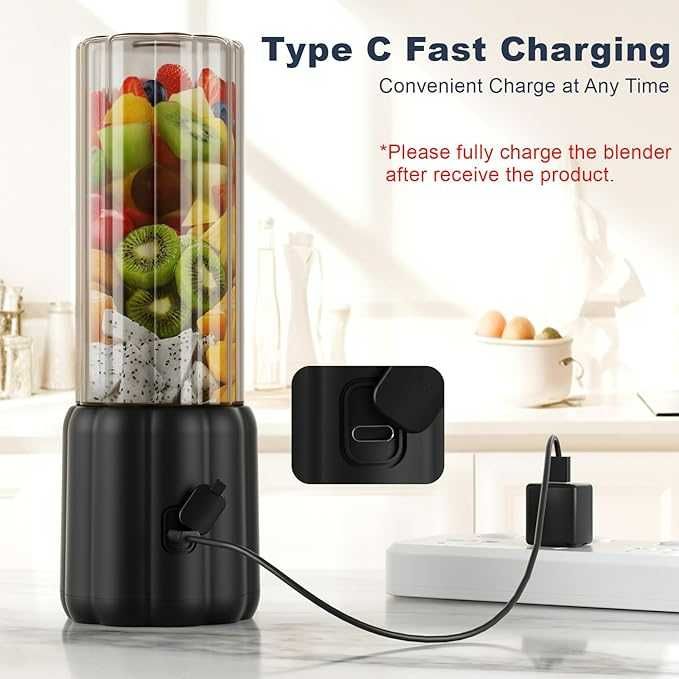 Blender przenośny 500ml USB-C 6 ostrzy koktajle smoothie COKUNST