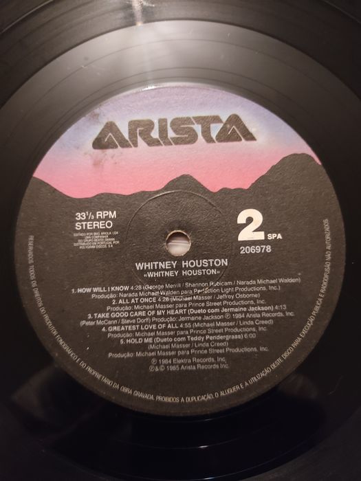 Disco de Vinil Whitney Houston de 1985