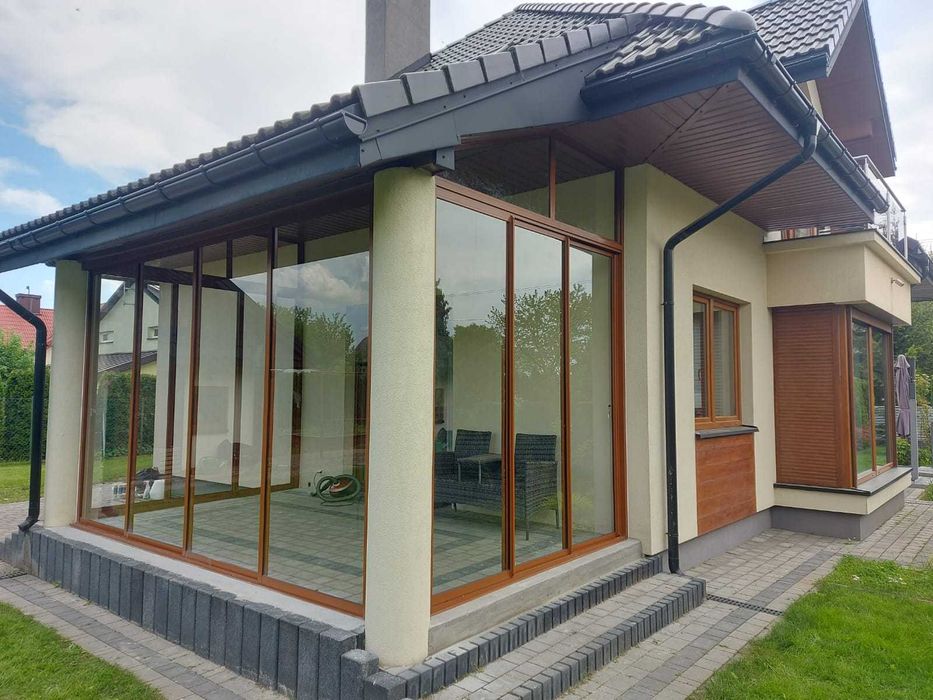Zadaszenie tarasu, zabudowa balkonu, balustrady SZKŁO, ALUMINIUM, POLI