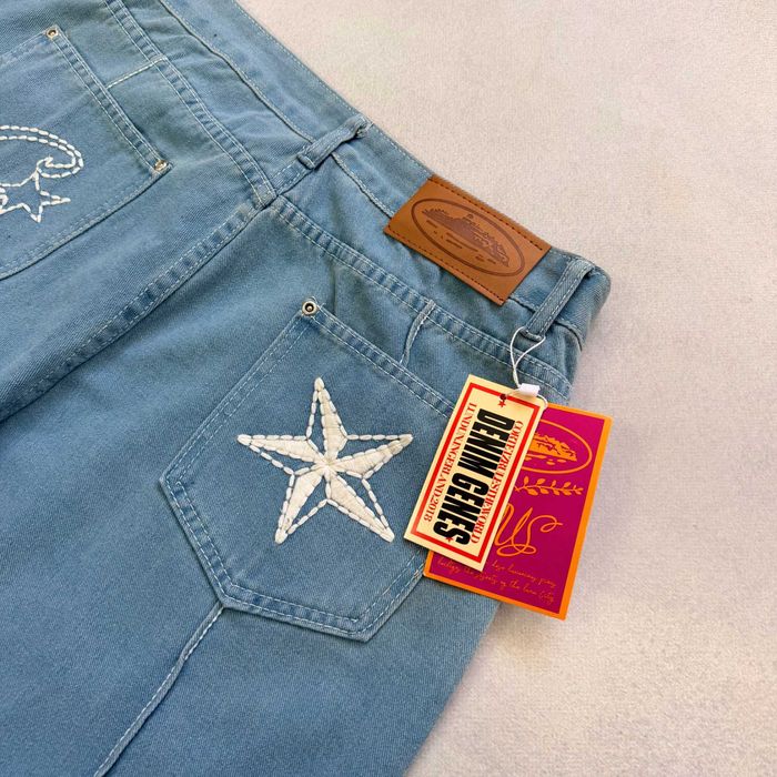 Джинсові шорти Corteiz C-Star Denim Джинсовые Шорты Кортез Черные Синие Голубые