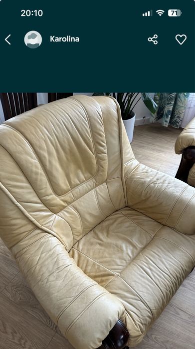 Skórzany wypoczynek komplet kanapy fotel