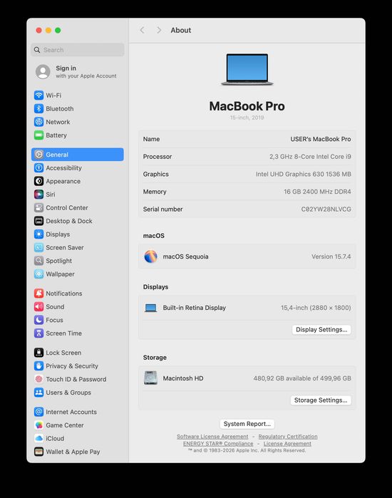 MacBook Pro 15” 2019 Touch Bar - i9 | 16gb RAM | 512gb SSD