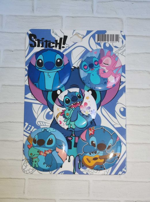 Stitch (Lilo i Sttich) - duże przypinki, badziki, piny - zestaw 8 szt.