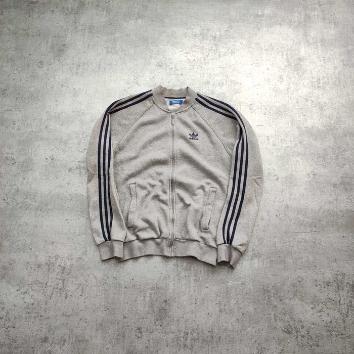 MĘSKA Bluza Rozpinana BOMBER ka Adidas 3 Paski Originals Szara Haft