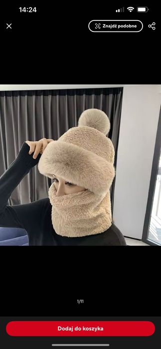 Nowa czapka damska z kominem kominiarka na zimę komplet damski