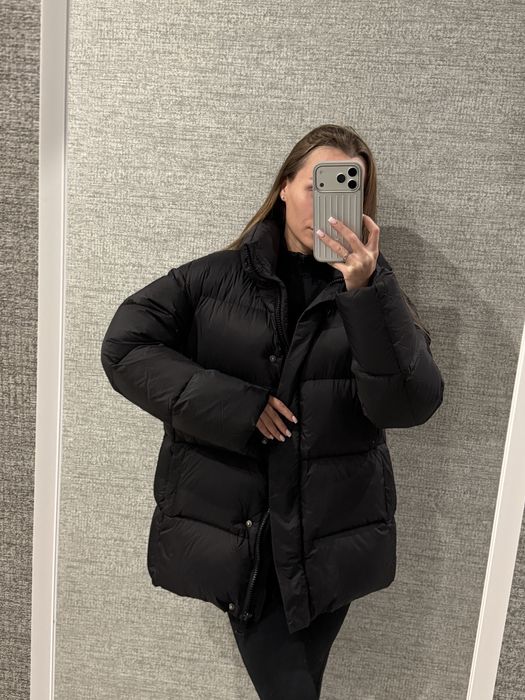 Пуховик натуральний zara xs овер,після хімчистки