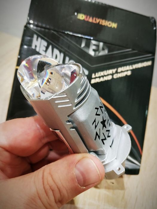 Светодиодные линзы для фар dualvision, две линзы. 1200W, H4 6000K