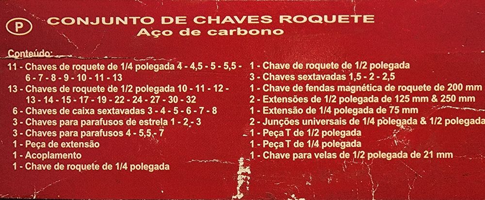 Jogo de chaves de caixa e roquetes 52 peças