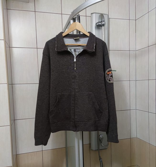 Sweter sweterek XXL męski brązowy kremowy Kejo wełniany wełna bluza ho