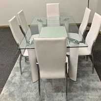 MESA DE LUXO EXCLUSIVA DE VIDRO TEMPERADO + 6 CADEIRAS ENVIO GRATUITO A TODO O PAIS PAGA NA ENTREGA
