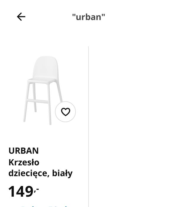Krzesło dla dzieci Ikea URBAN białe