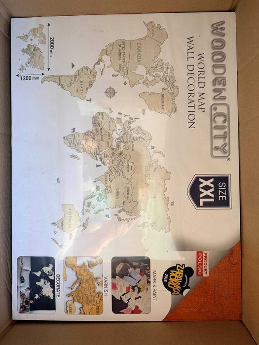 Puzzle drewniane 3D Mapa Świata Na Ścianę 3D XXL Wooden City
