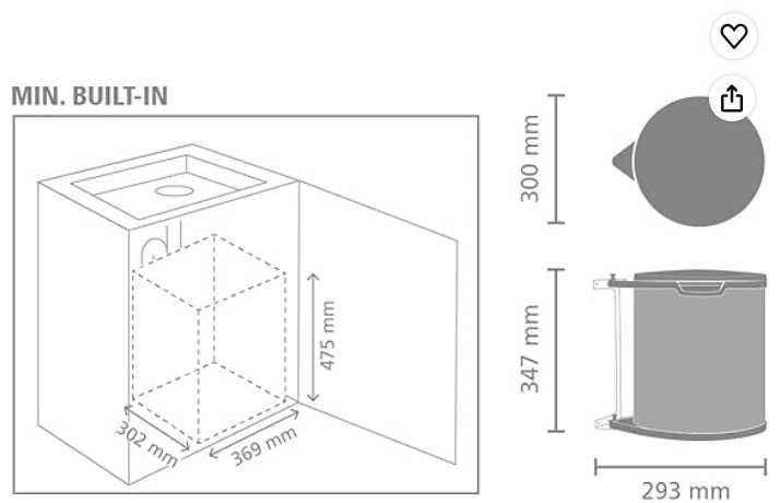 Balde do lixo extraível 15L Brabantia