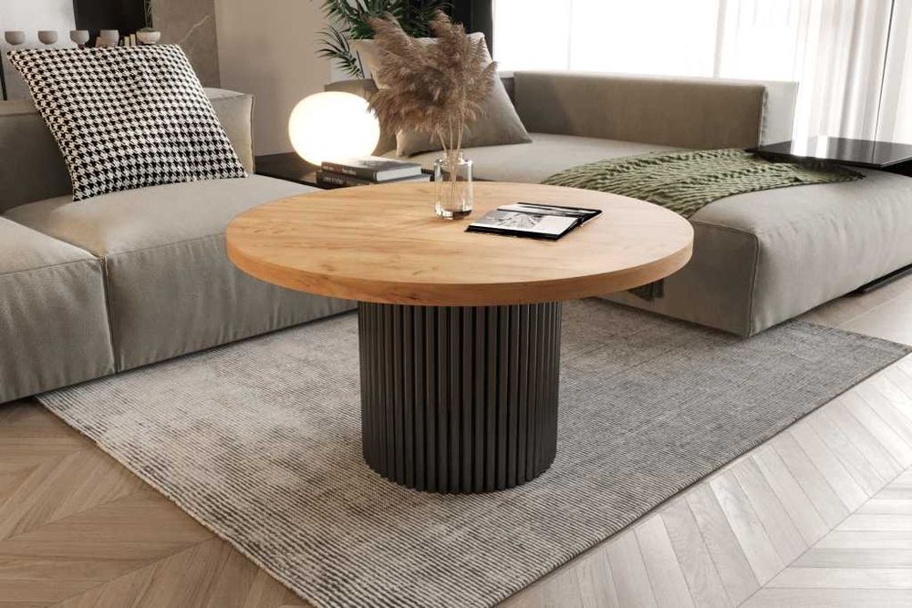 Stolik kawowy ława okrągła Loft do salonu THOR v1 90cm tuba walec