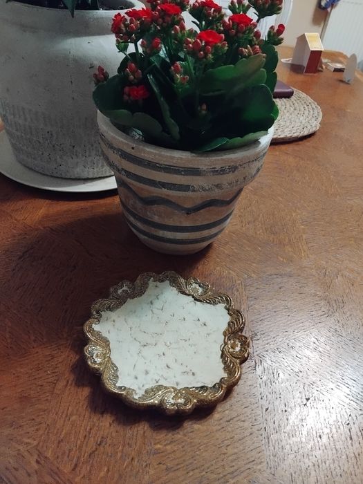 Piekna patera taca azurowa pozlacana