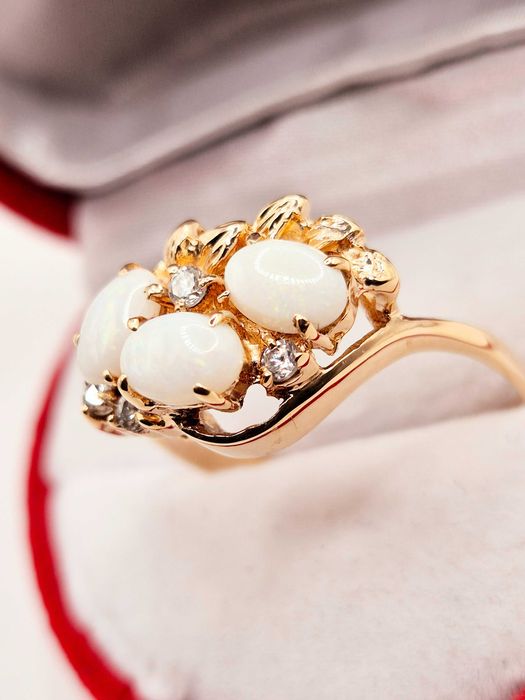 Zjawiskowy Złoty pierścionek z opalem 585 (14K) OPAL