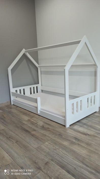 160x80 Łóżko dziecięce domek białe - OD RĘKI