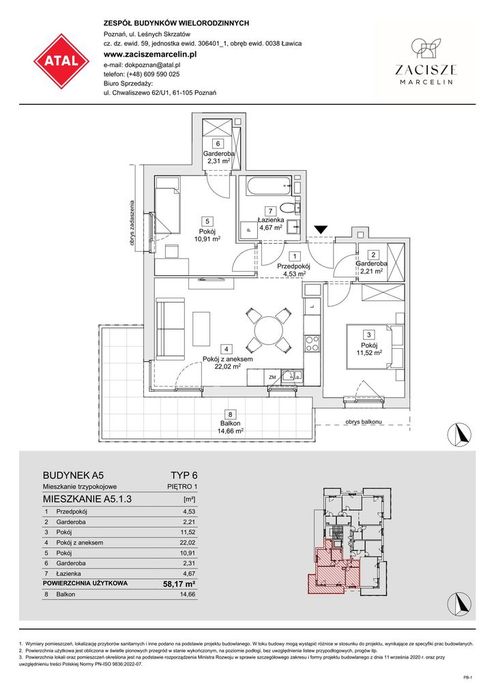 3-pokojowe mieszkanie 58m2 + balkon