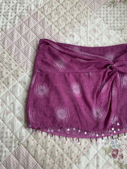 Fioletowa krótka spódniczka ze zdobieniami XL 42 pull&bear plażowa