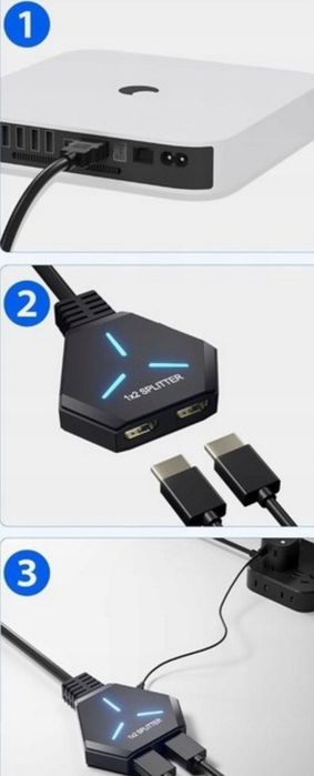 Rozdzielacz Splitter HDMI 1x2 Full HD 4K Duplikacja Obrazu Nowy