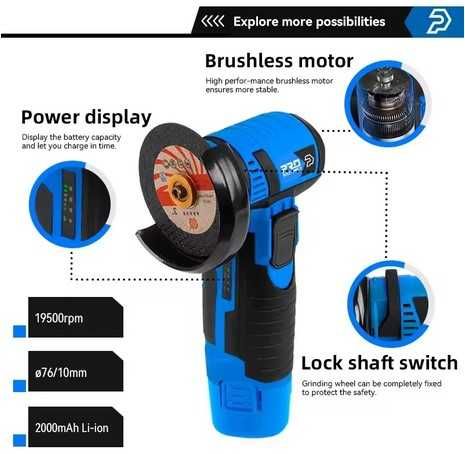 Аккумуляторная безщеточная мини болгарка Prostormer PSBG 12V (Germany)