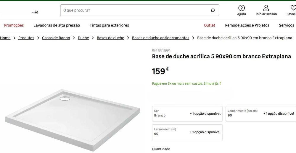 Base de Duche acrílica 90x90