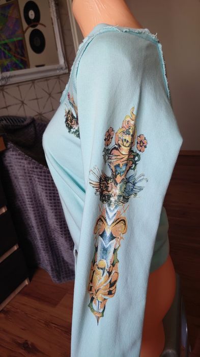 EDC by Esprit Bluza damska M Tatoo głęboki dekolt jasny turkus