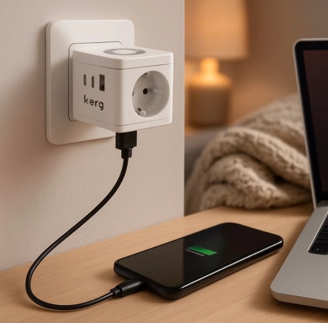 Kostka zasilająca 2 gniazda + USB + USB-C + lampka LED 16A/250V M02730