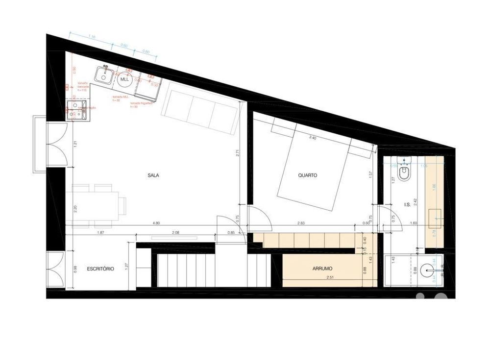 Apartamento T1 em Santa Maria Maior de 59 m2