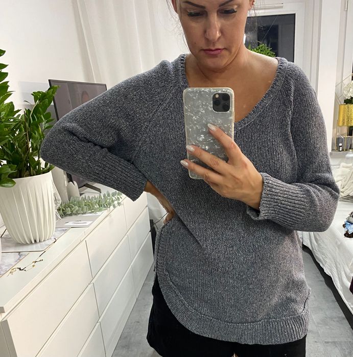 Sweterek sweter gołębi kolor szaro Niebieski L-XL
