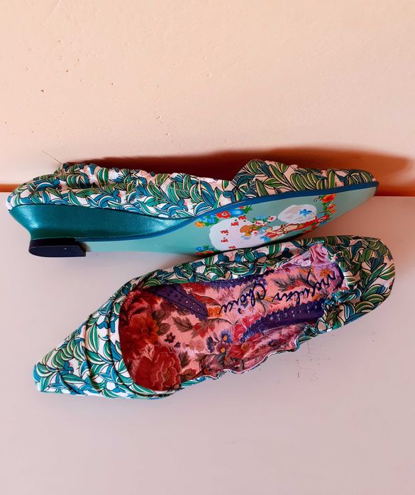38 UK 5 Nowe buty Irregular Choice zielone kwiaty unikat vintage retro