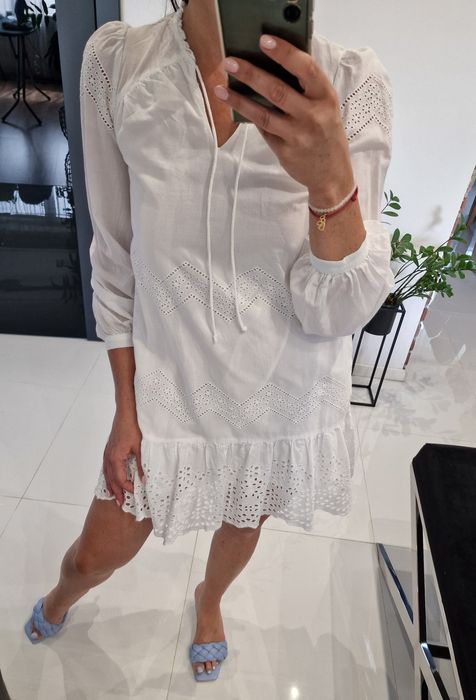 Sukienka letnia Vero Moda 36 biala koronka haft