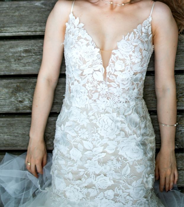 Suknia ślubna rybka r 34/36 160 cm+ 7 cm