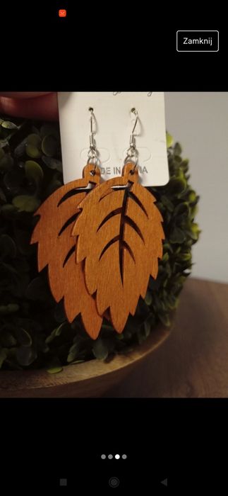 Drewniane kolczyki liście