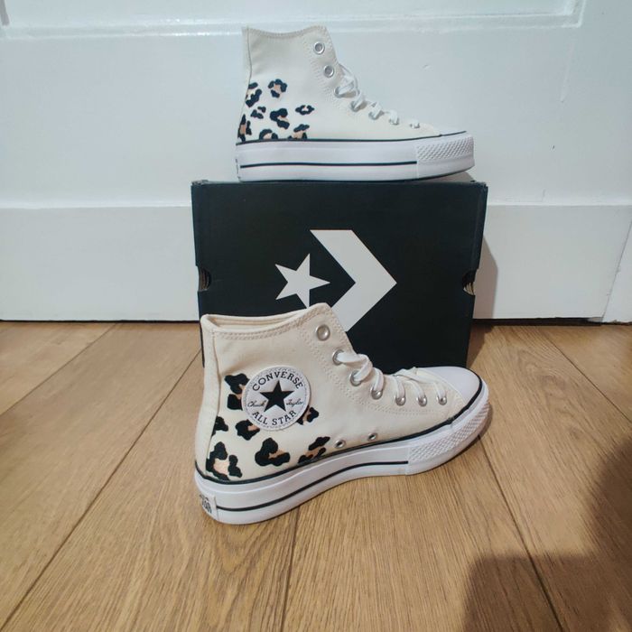Damskie Trampki Converse Lift Hi Beżowe Panterka 38 A14936C B30