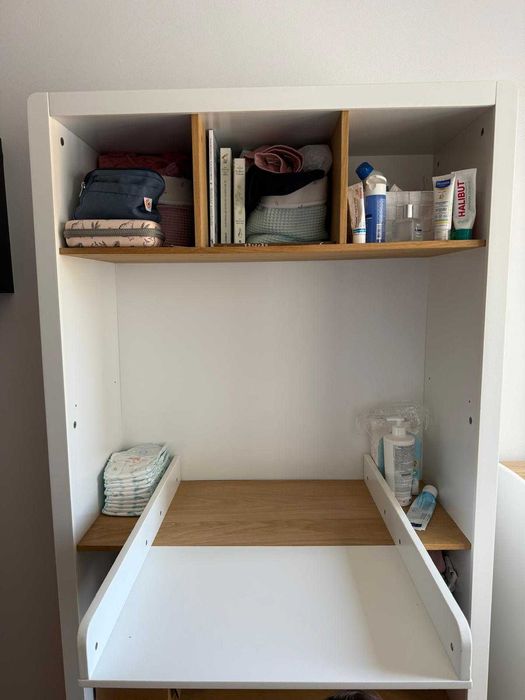 Estante/muda-fraldas 2 em 1, Nougatine - branco