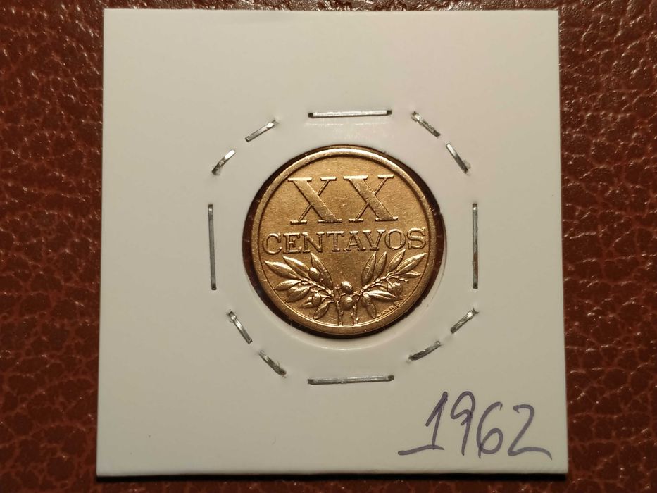 B214 moeda de XX (20) centavos de 1962 bronze - Portugal