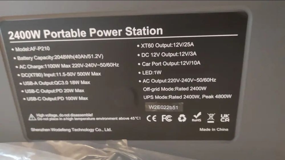 Зарядна станція Aferiy AF-P210 2400w/2048Wh LiFePO4  UPS (ДБЖ)