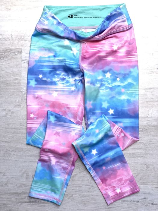 Koszulka i legginsy H&M 134 jasnoróżowe