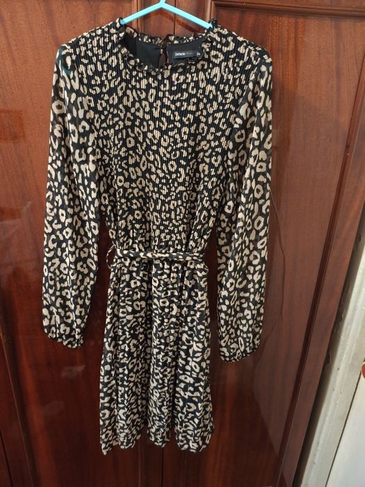 Класна плісирована шифонова леопардова сукня DeFacto 36 розмір