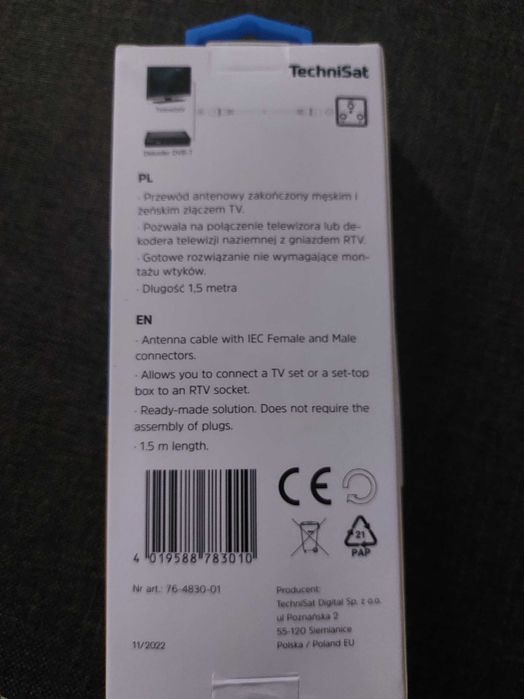 Kabel antenowy IEC 1,5 m