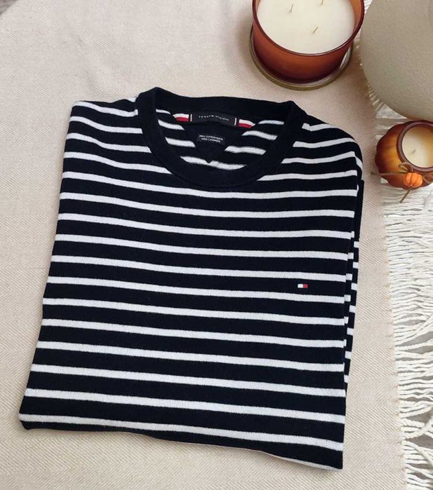 Темно-синій светр tommy hilfiger з бавовняної суміші з кашеміром L-XL