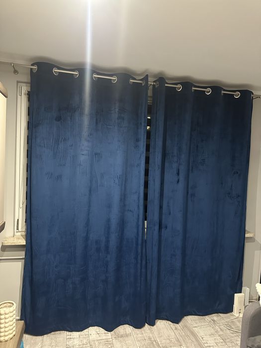 Zaslony granatowe welwetowe 4szt 140x230