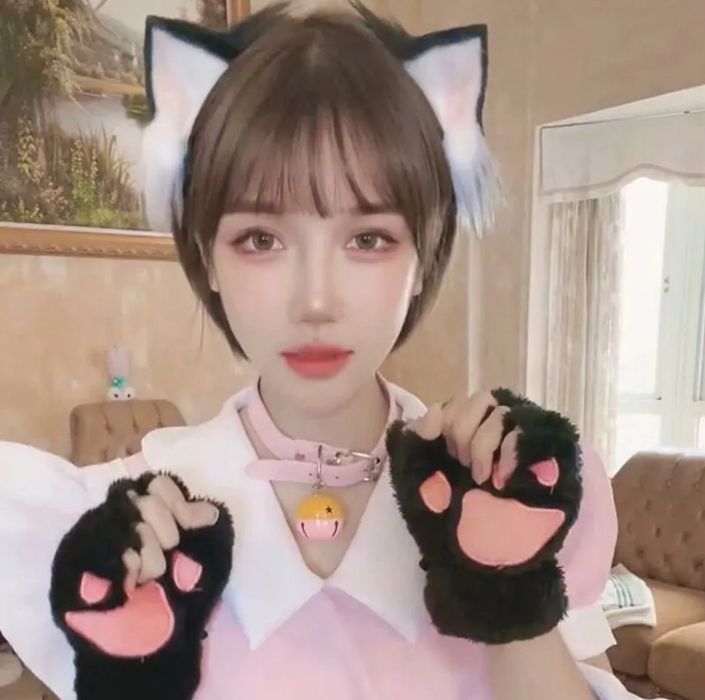 Набор обруч кошачьи ушки перчатки лапы лапки кошки квадробики